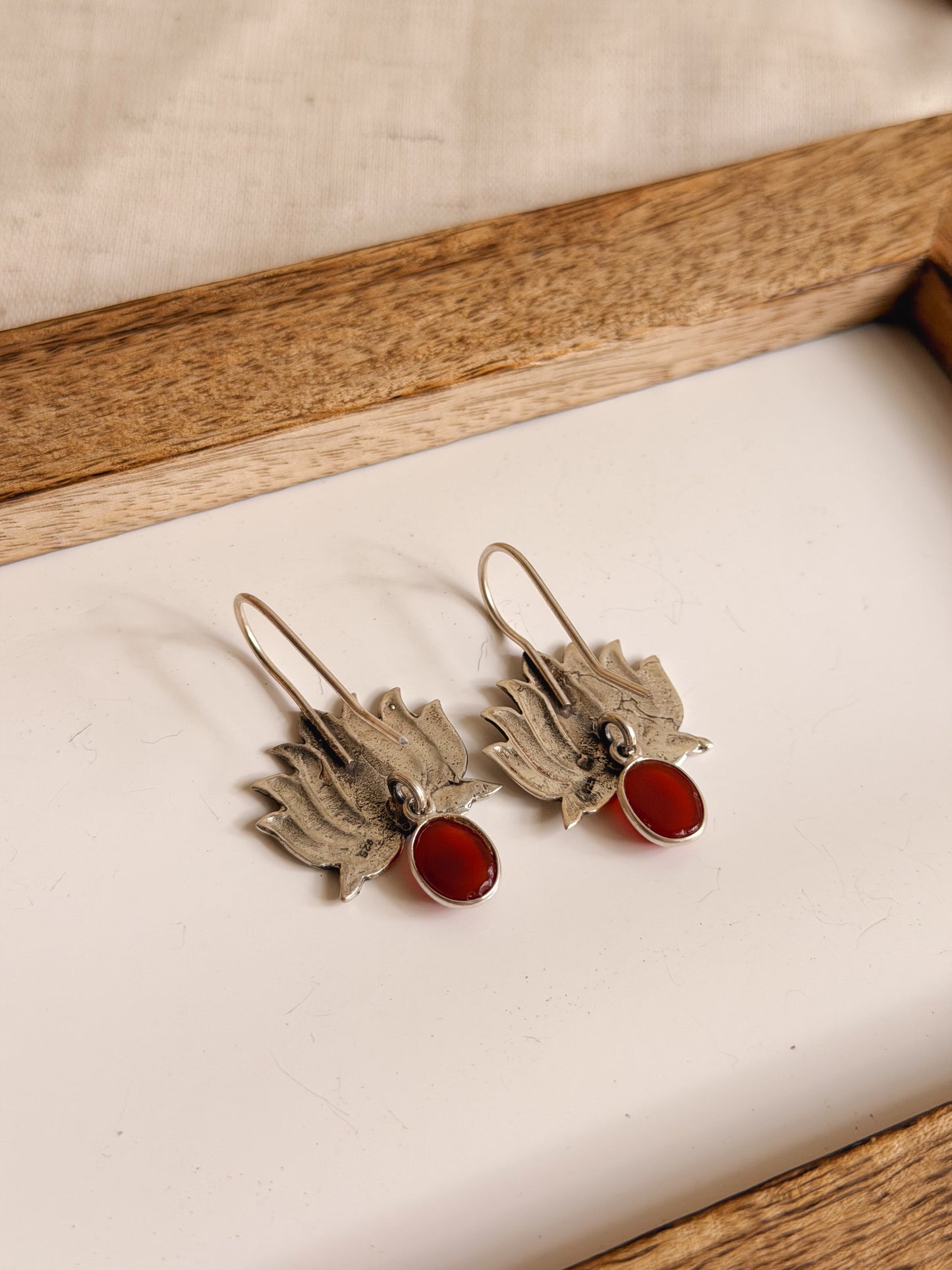 Saroja oxidised silver fish hook danglers (4 color variants)