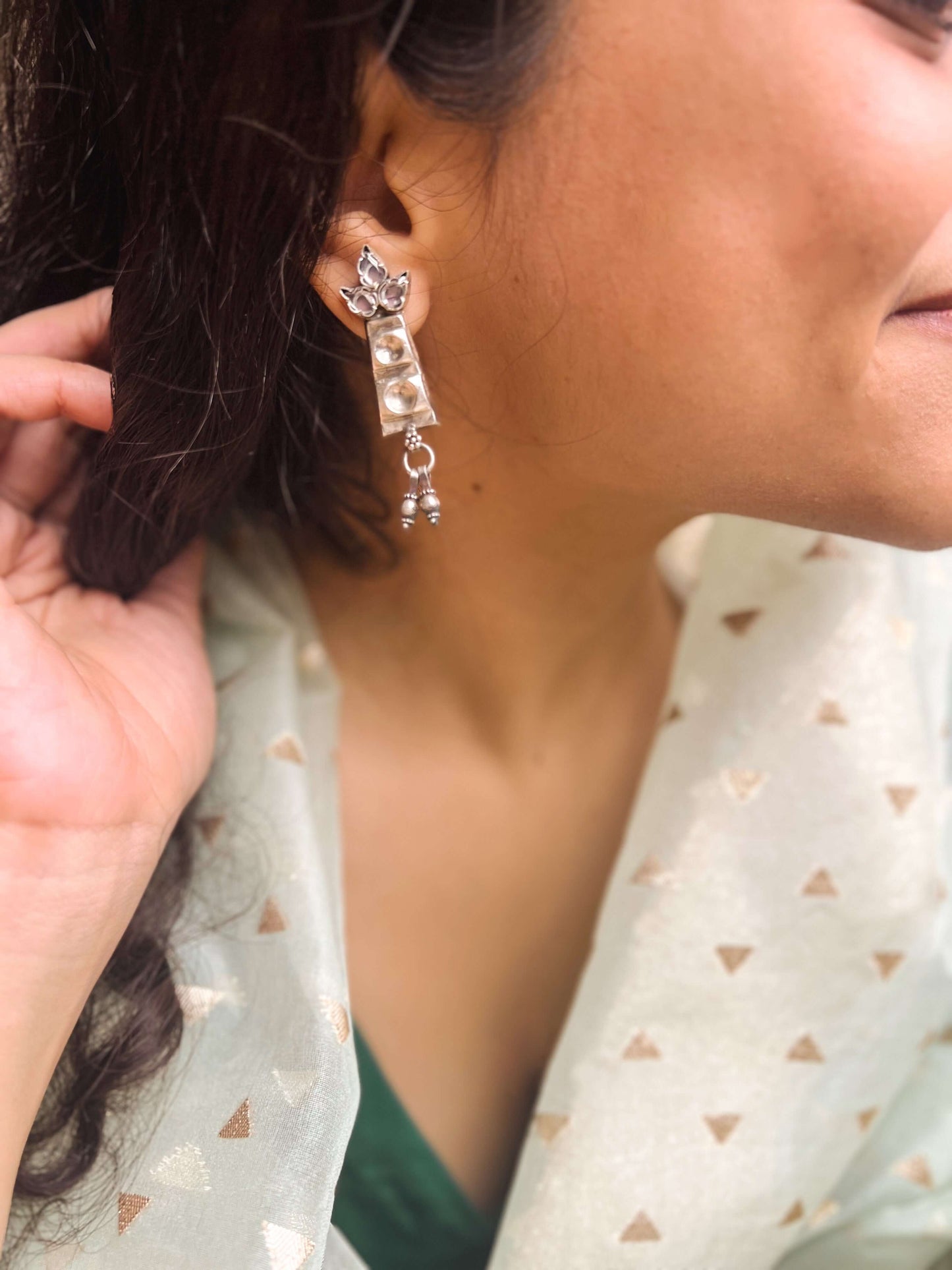 Kashvi earring in oxidised silver with ghunghroo hanging