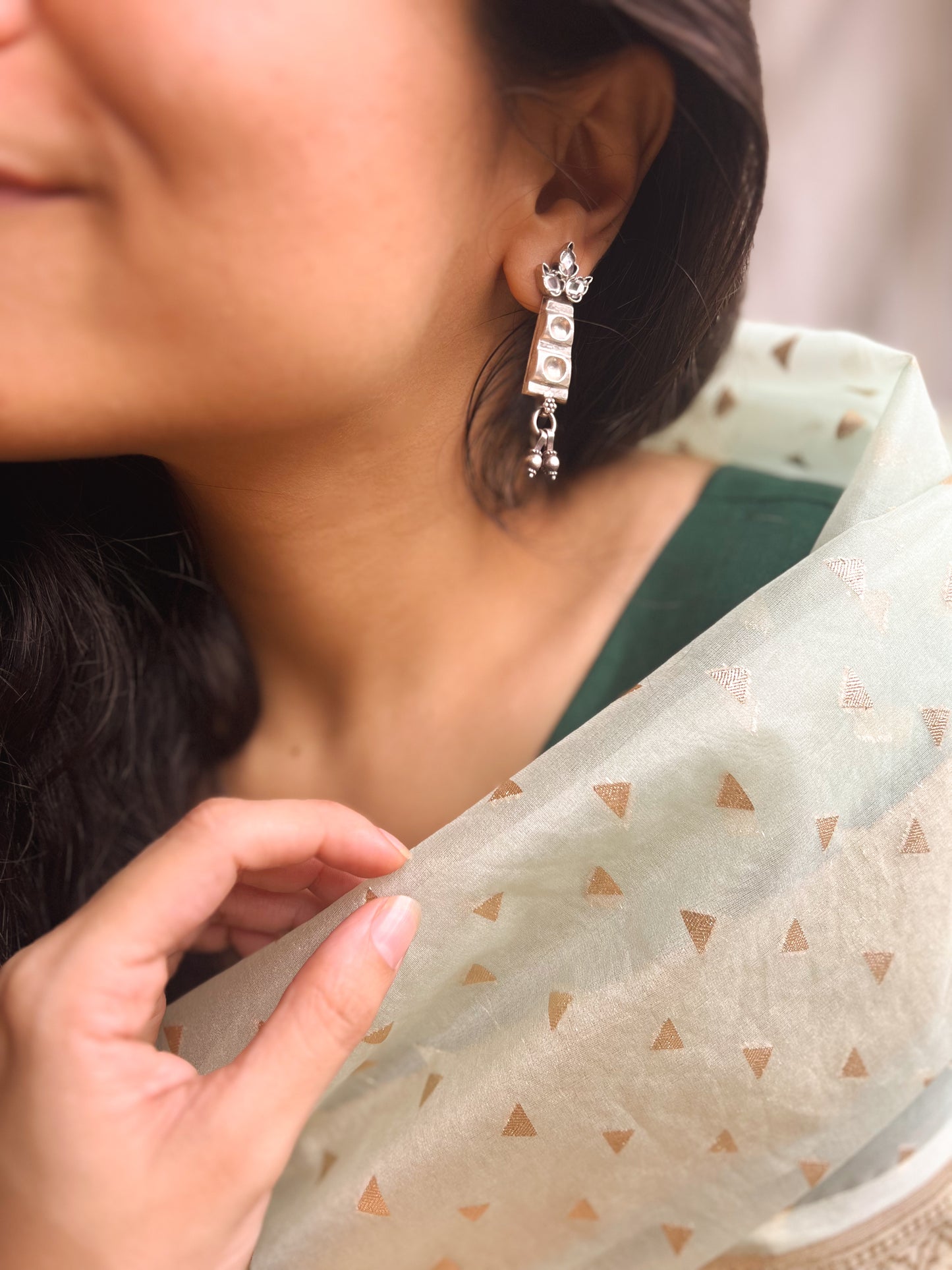 Kashvi earring in oxidised silver with ghunghroo hanging