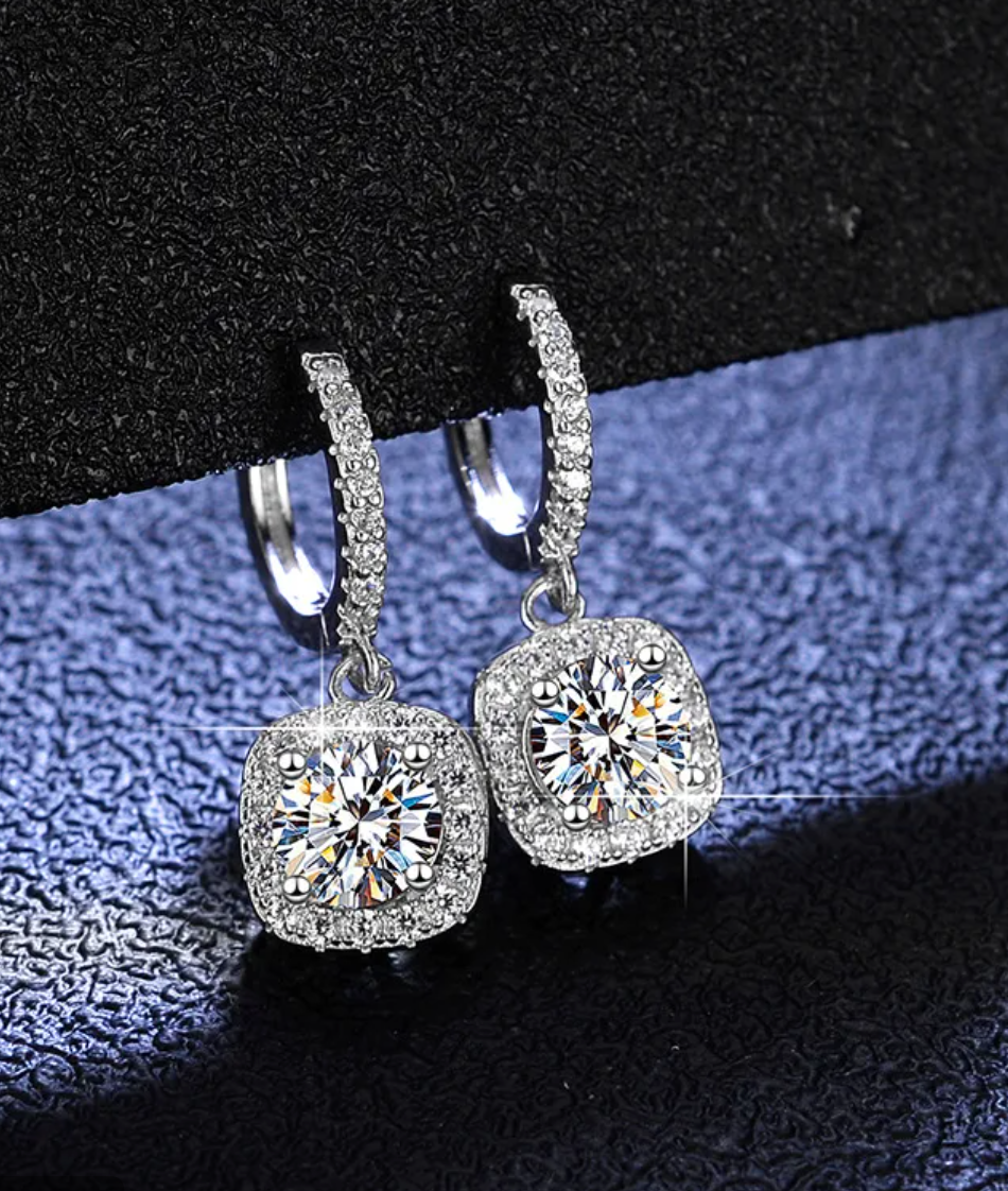Aureate sterling silver drops with zircons