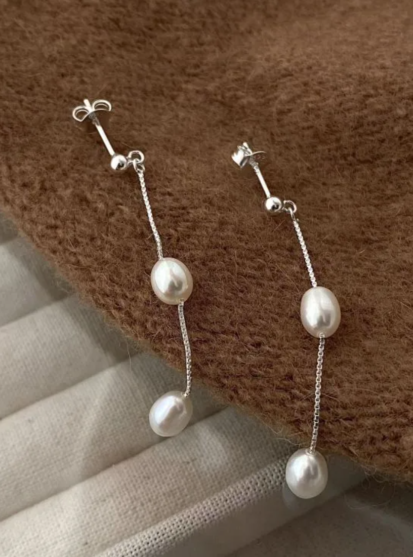 Pearla delicate silver danglers