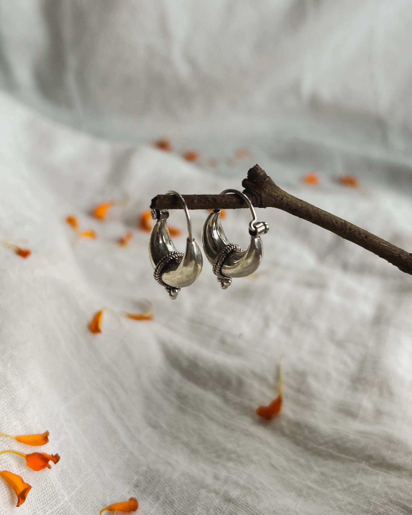 Chand silver hoops with rope detail