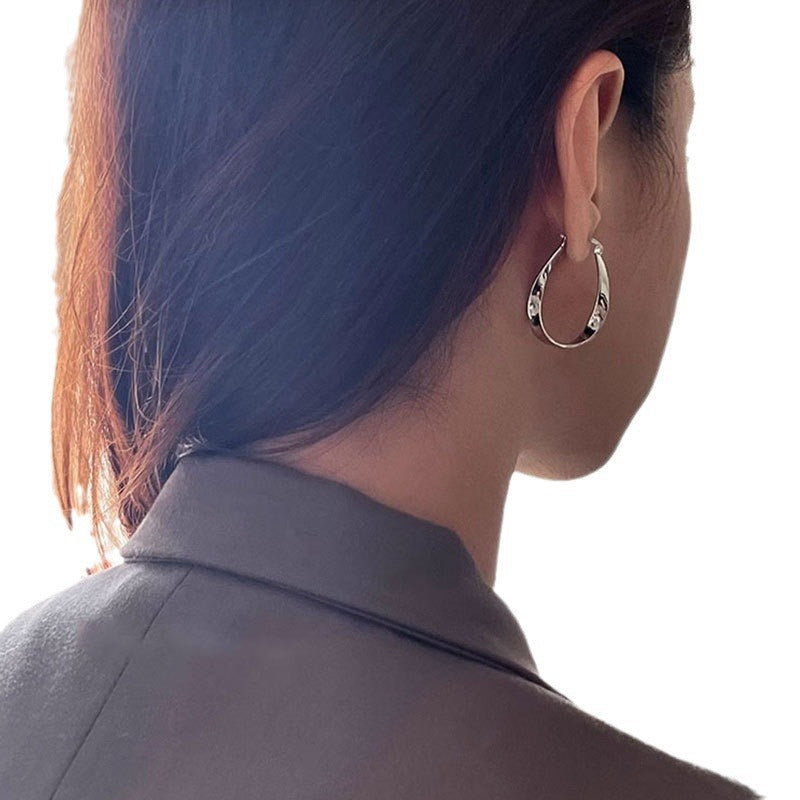 Ebb organic hoops in sterling silver