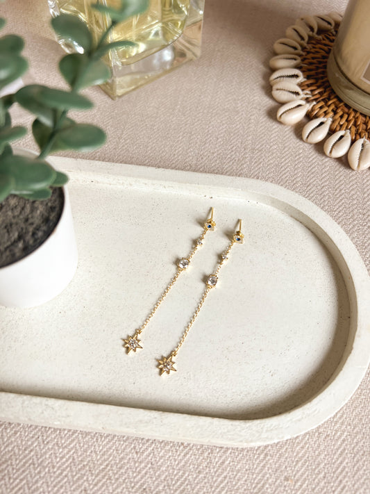 Evil eye starburst dangler in 18k gold plating on sterling silver