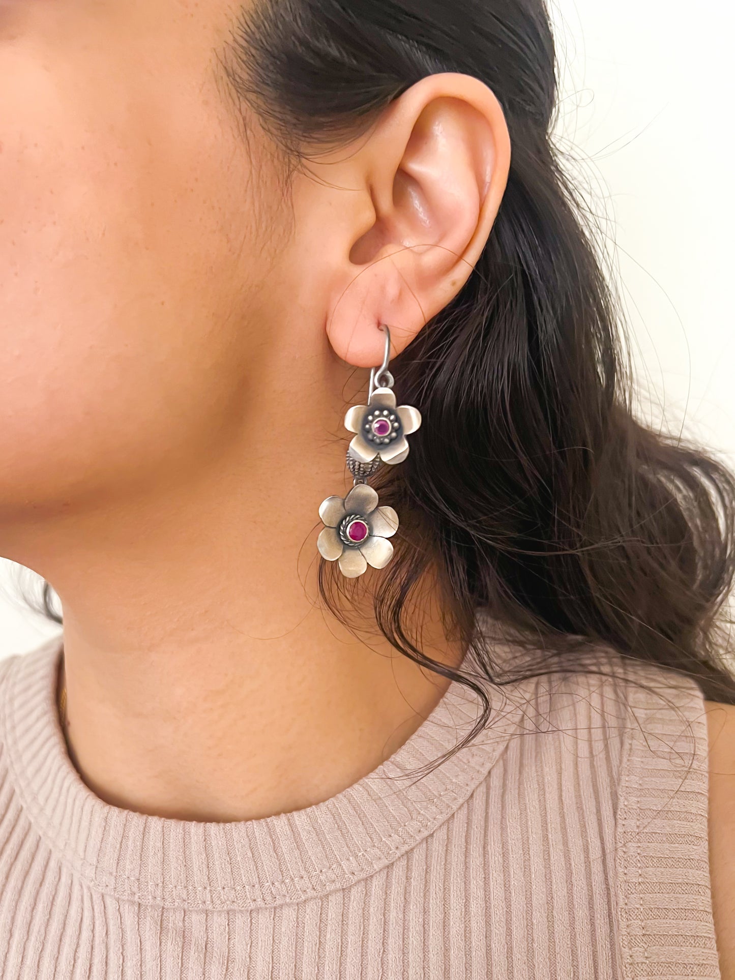 Nitara needle danglers with flower motifs
