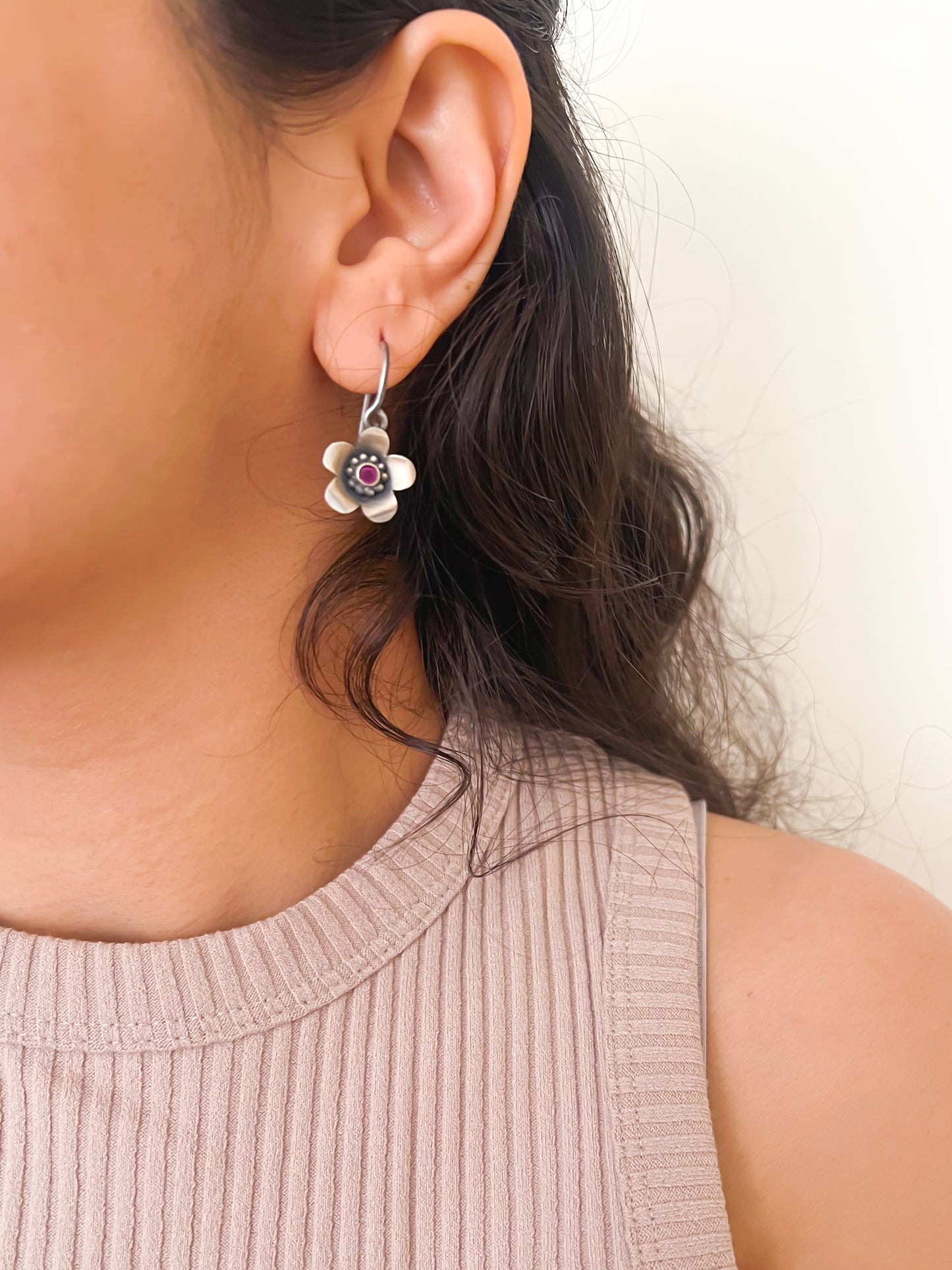 Nitara needle danglers with flower motifs