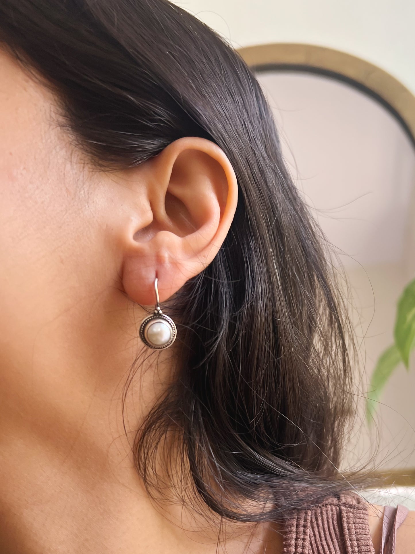 Mehwish fish hook in silver with drop (2 color variants )
