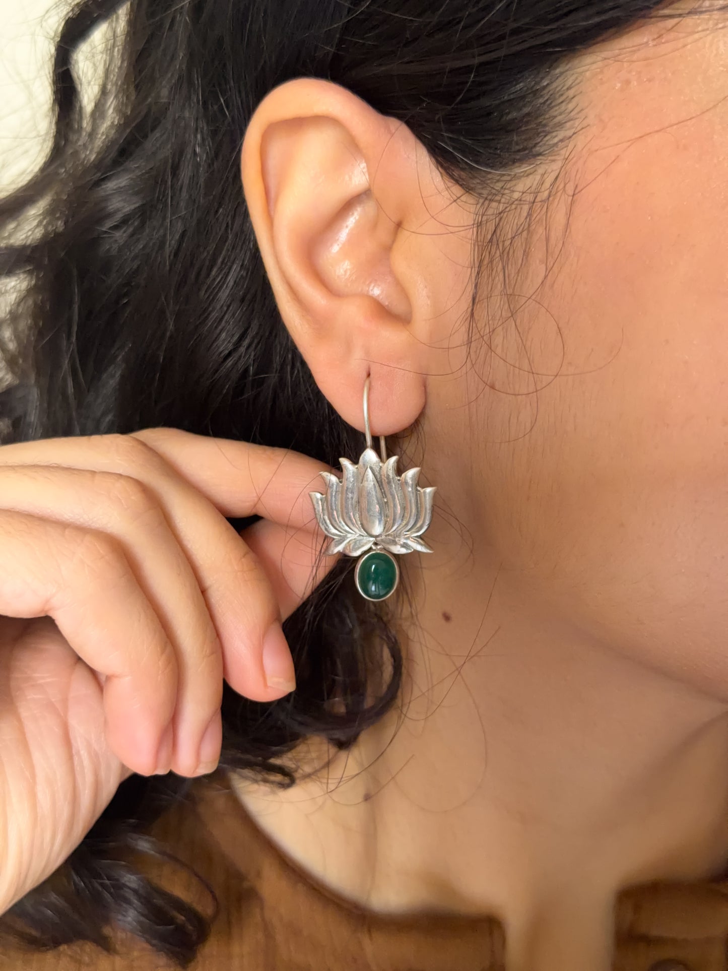 Saroja oxidised silver fish hook danglers (4 color variants)
