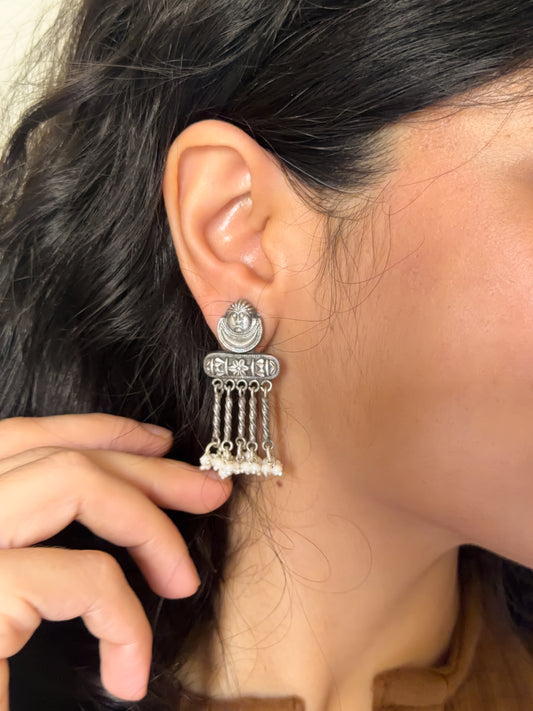 Kalindi silver danglers with cluster pearls