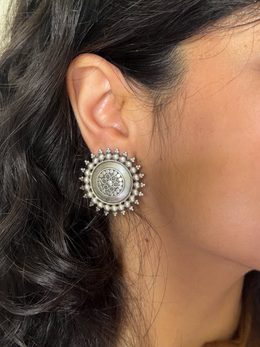 Surya oxidised silver studs