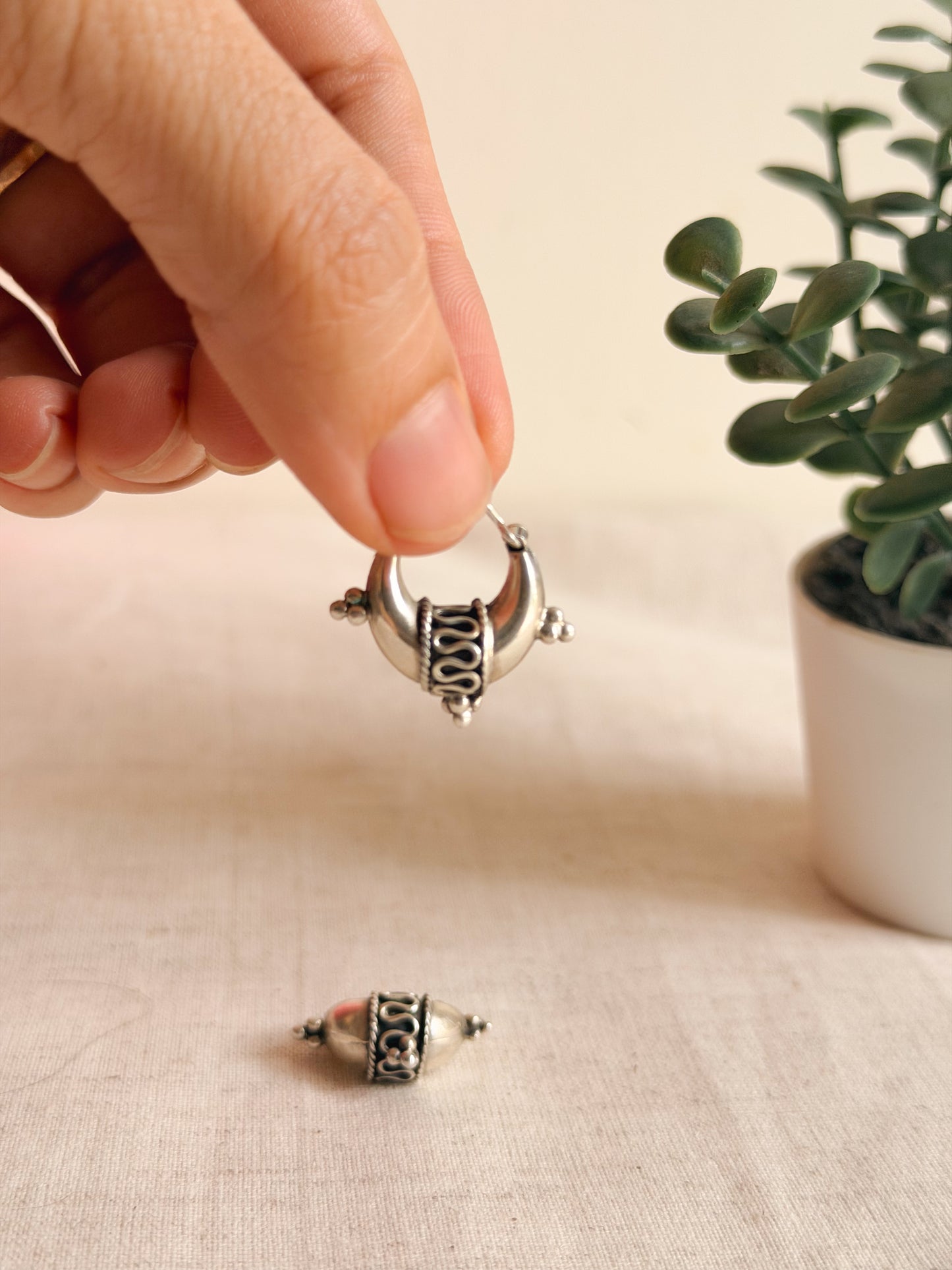 Ardha chand bali in sterling silver