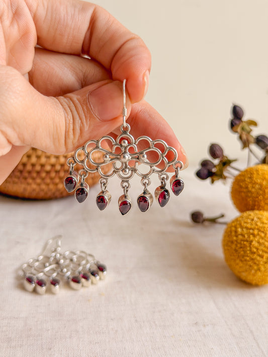 Baadal sterling silver fish hook earrings with gemstones (2 variants)