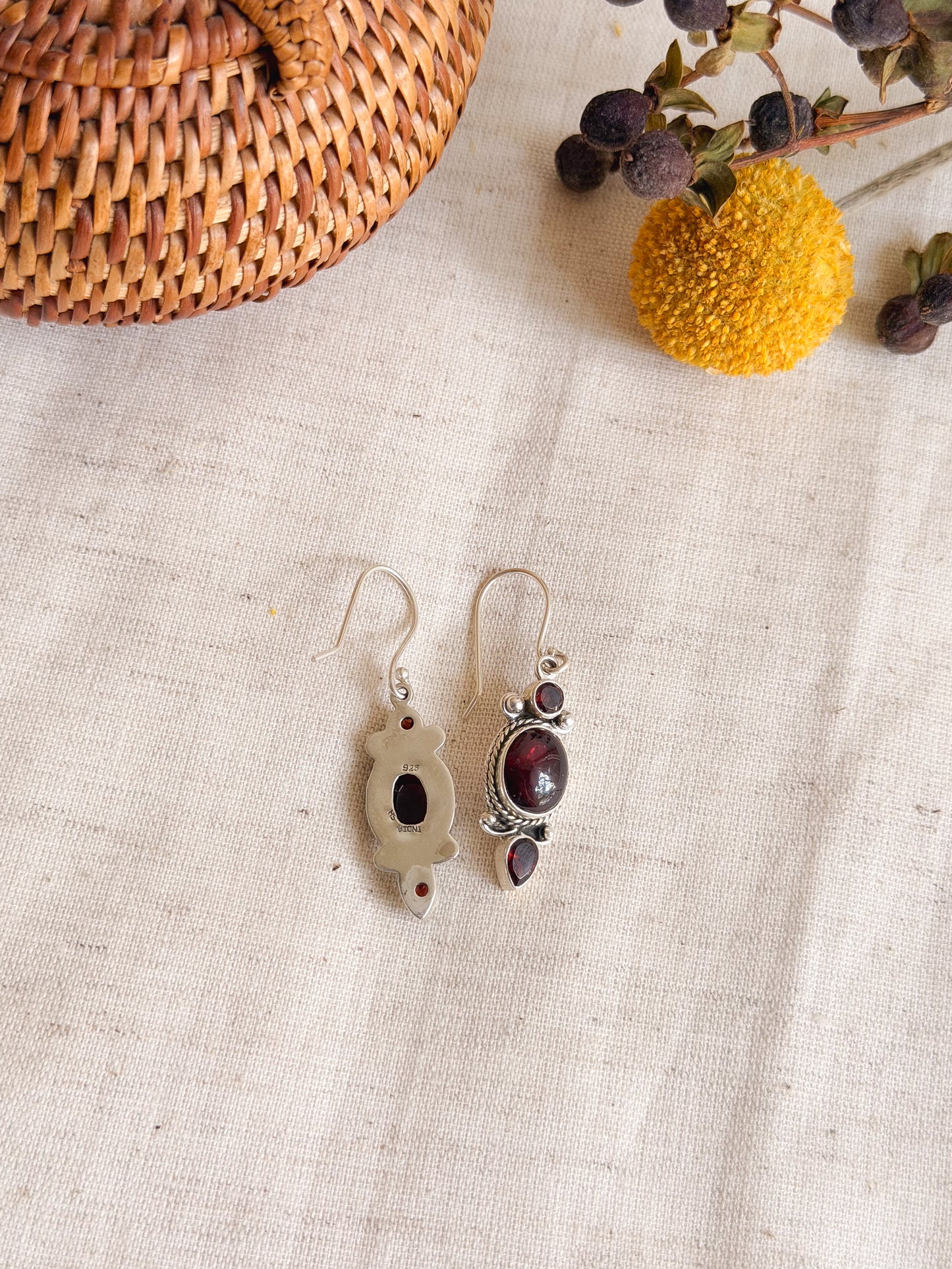 Devina gem stone fish hook earrings in silver (2 color variant)