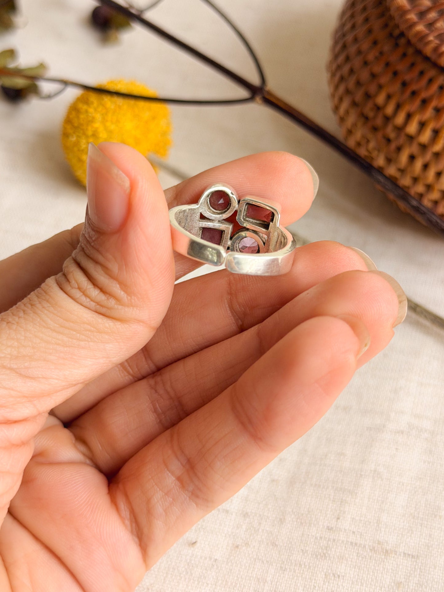 Kriti silver ring with gemstone (2 variants / adjustable)