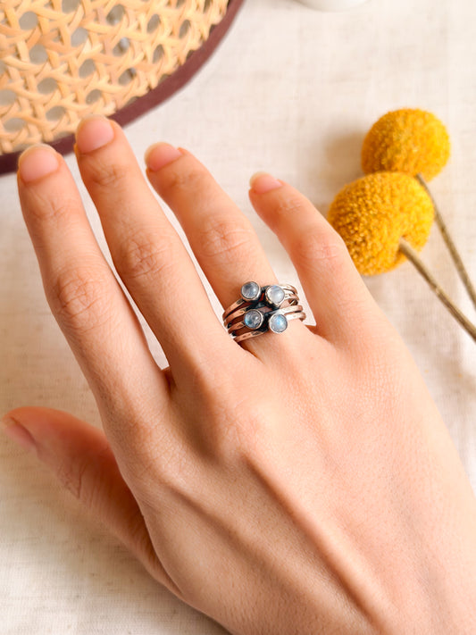 Rekha silver ring with gemstones ( 2 variants )