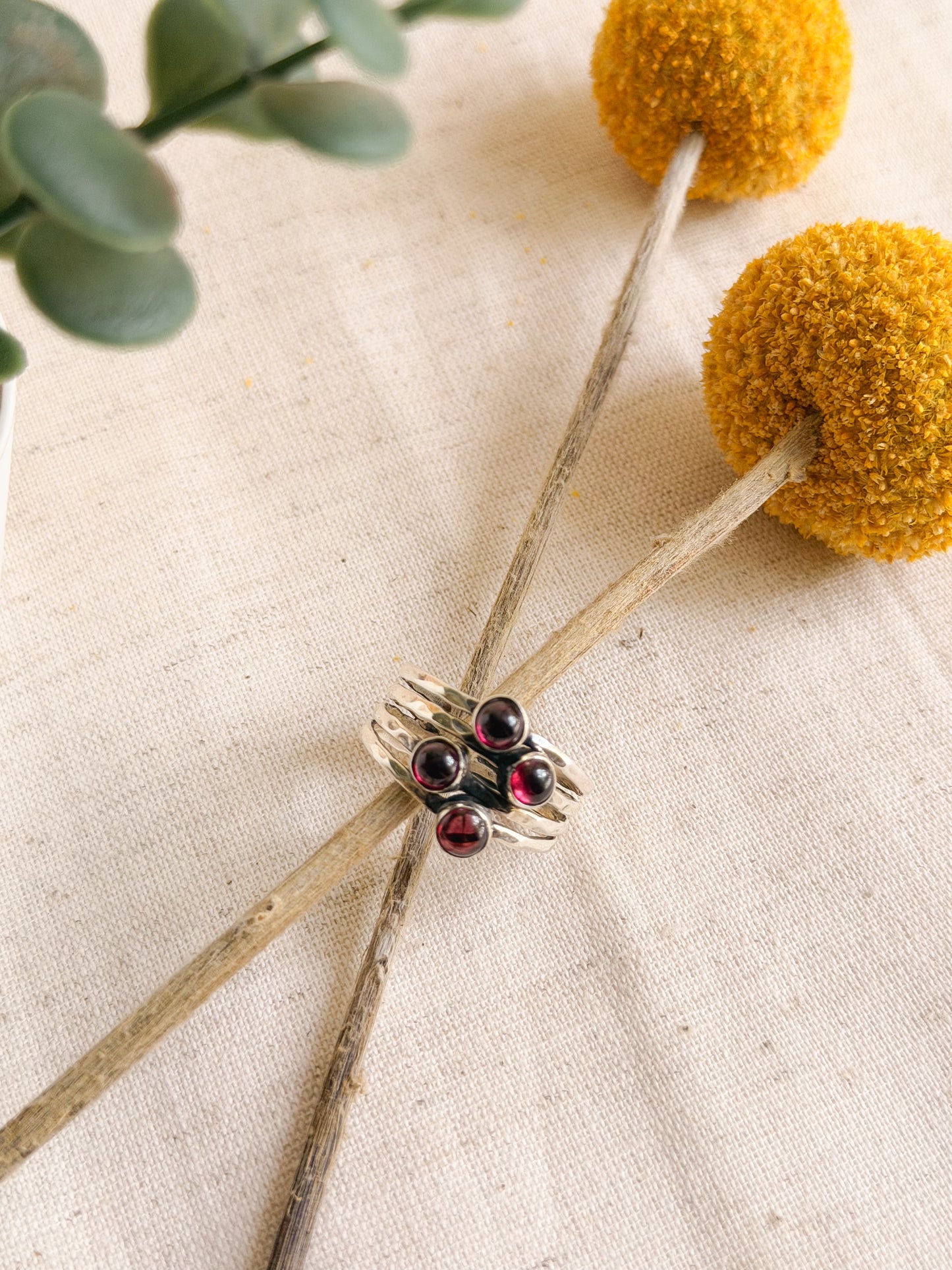 Rekha silver ring with gemstones ( 2 variants )