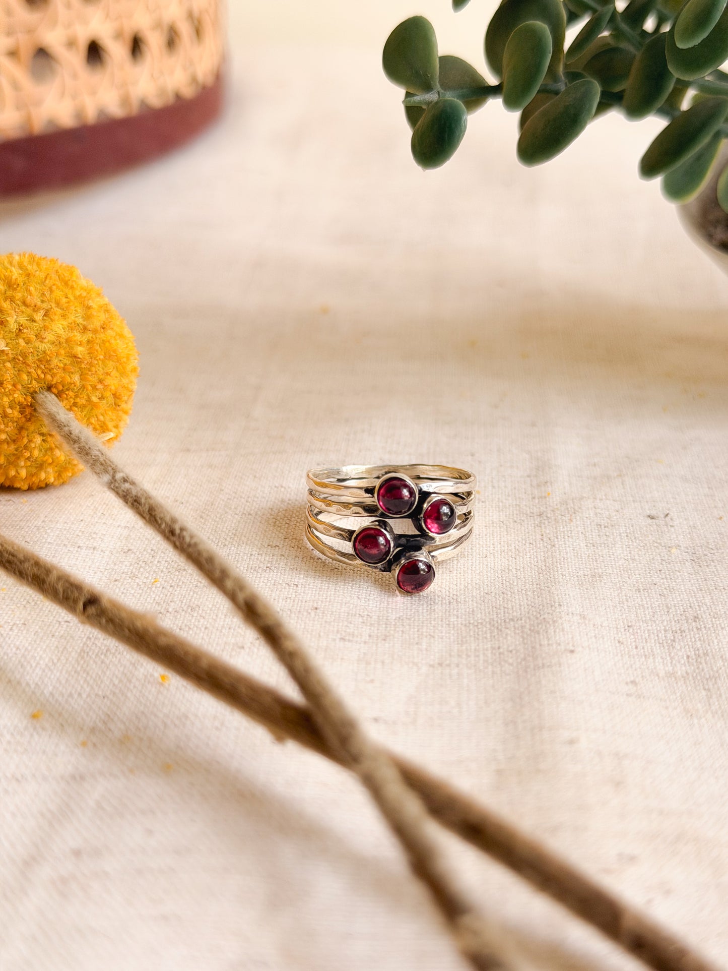Rekha silver ring with gemstones ( 2 variants )