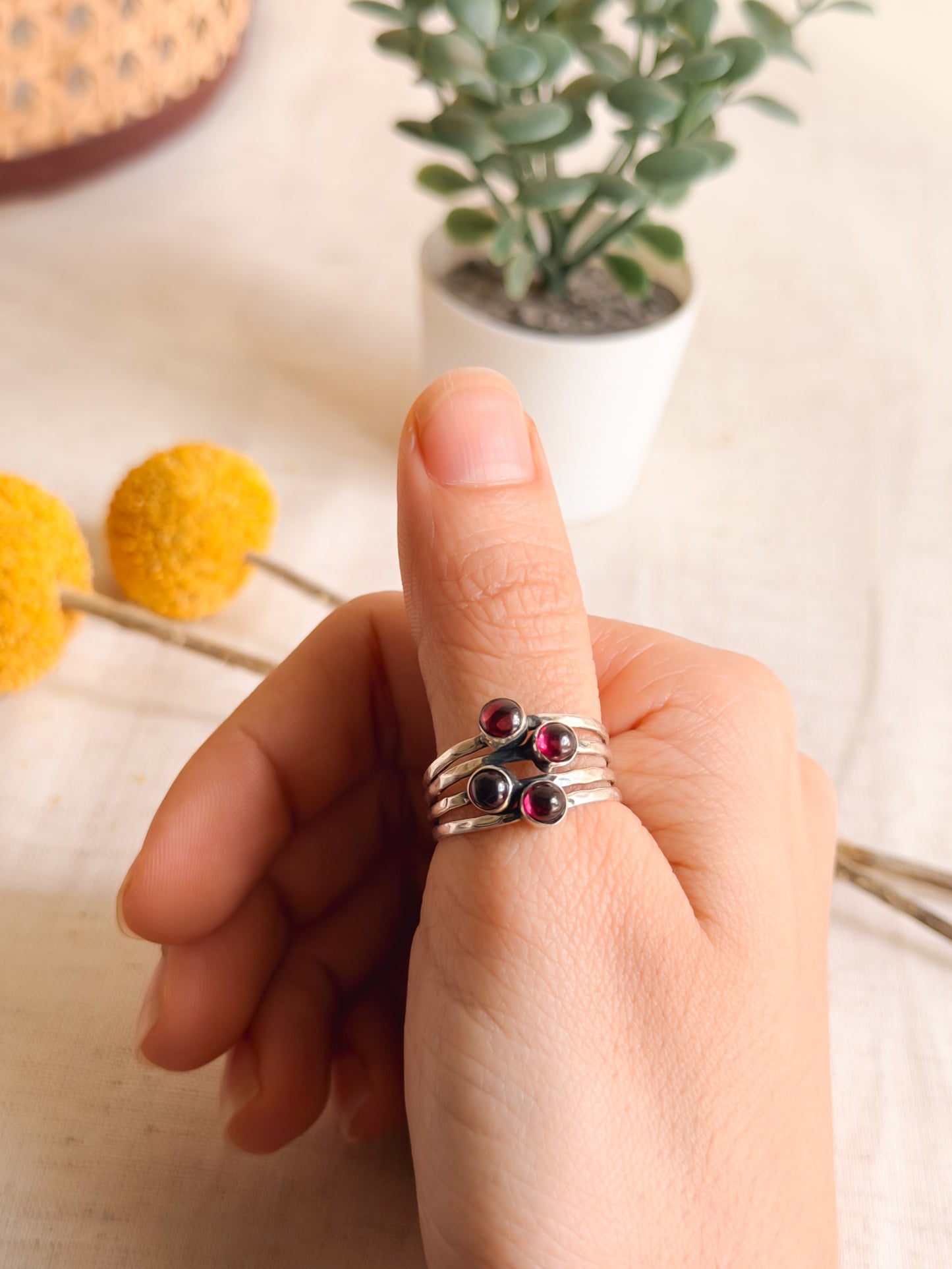 Rekha silver ring with gemstones ( 2 variants )