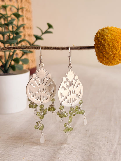 Jaali silver earring with fish hook (2 colors)
