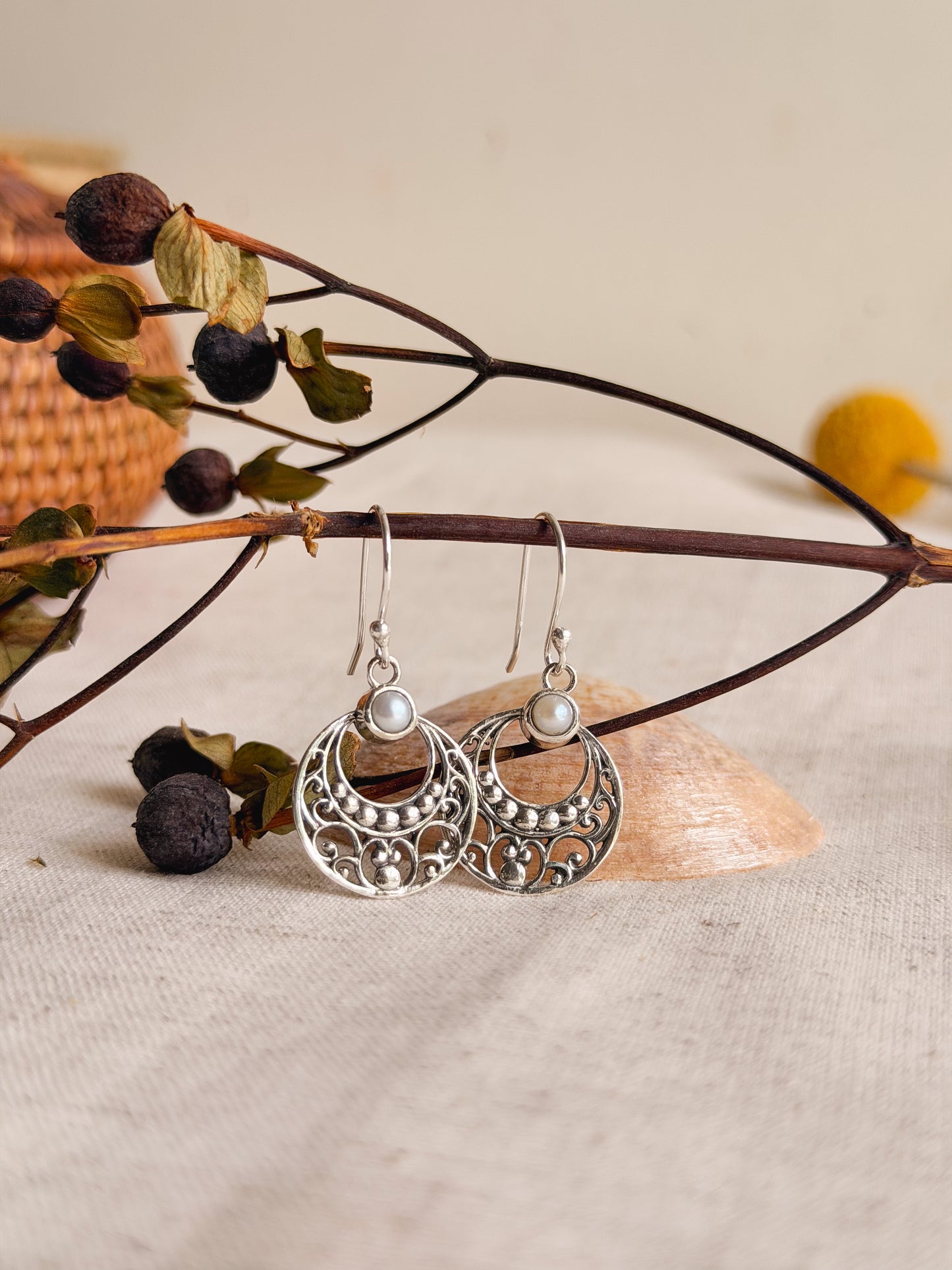 Mahtab silver fish hook earrings (2 variants)