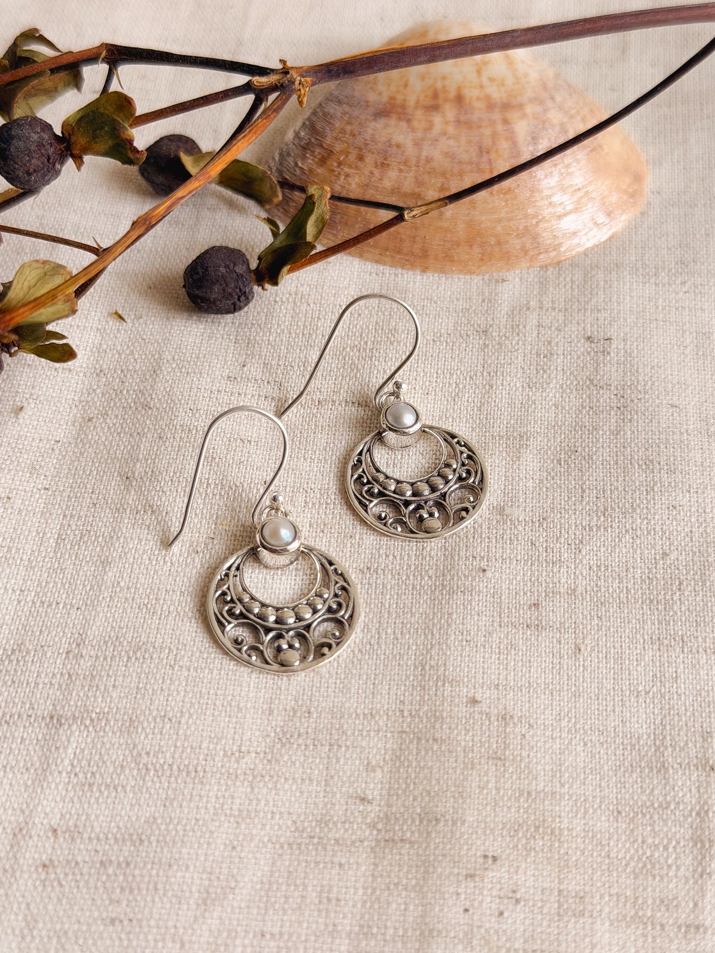 Mahtab silver fish hook earrings (2 variants)