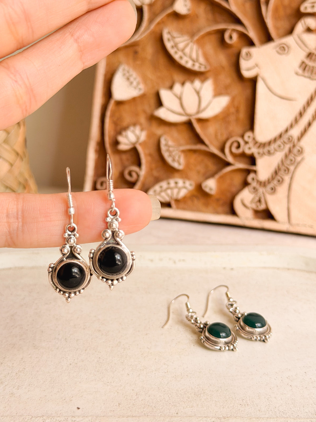 Mehreen oxidised silver fish hooks (2 color variants)