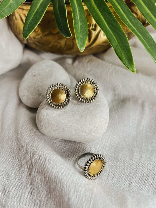 Suraj silver mini studs in dual tone