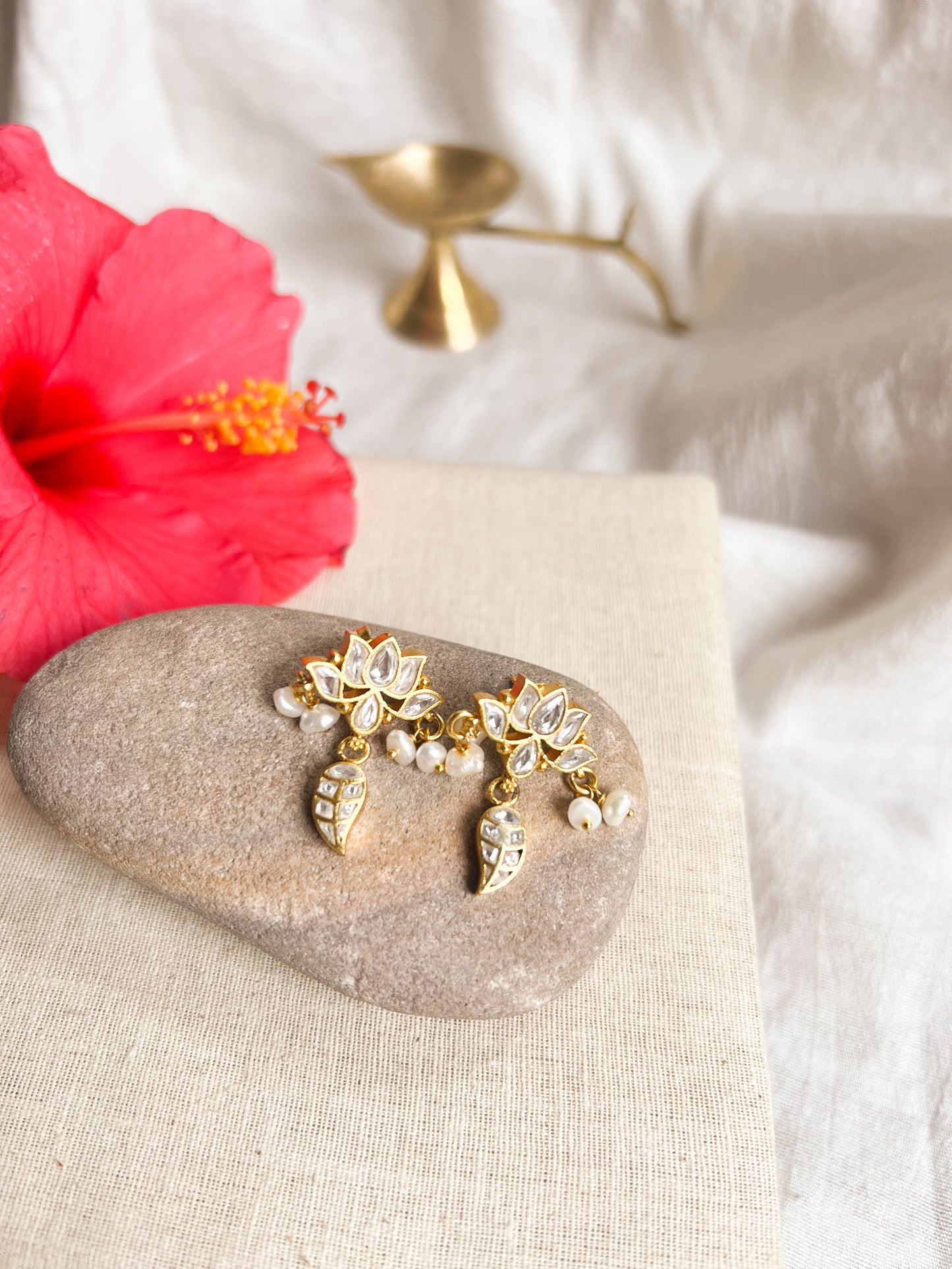 Shakti kundan earring with gold plating on silver