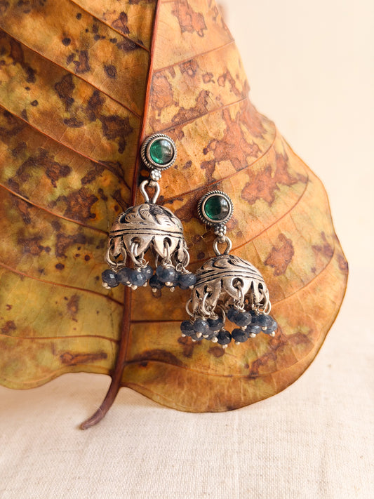 Chitra silver jhumki with kundan detail
