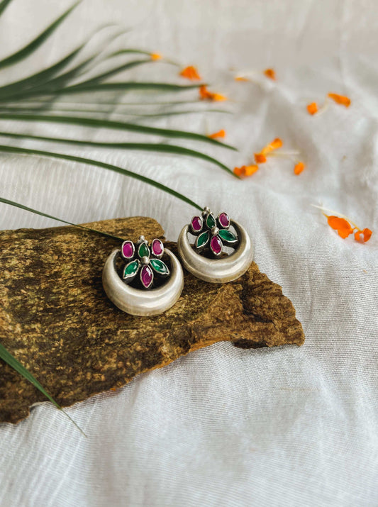 Chand phool silver studs