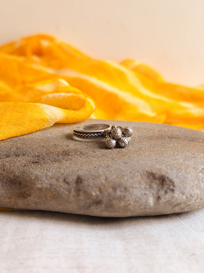 Dilbahar oxidised silver ring with ghunghroo (adjustable)