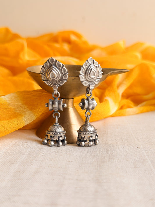 Nitya jhumki in oxidised silver with ghunghroo