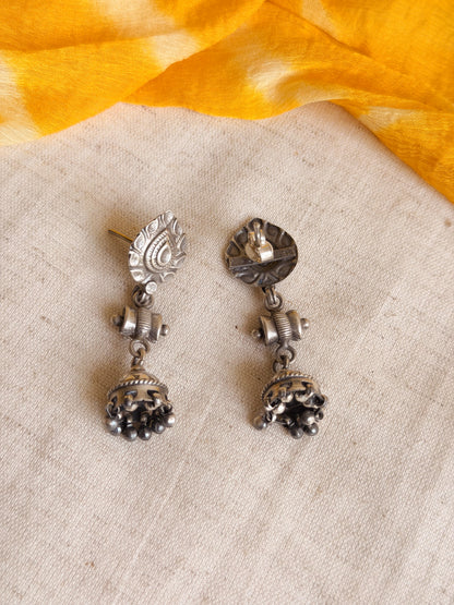 Nitya jhumki in oxidised silver with ghunghroo