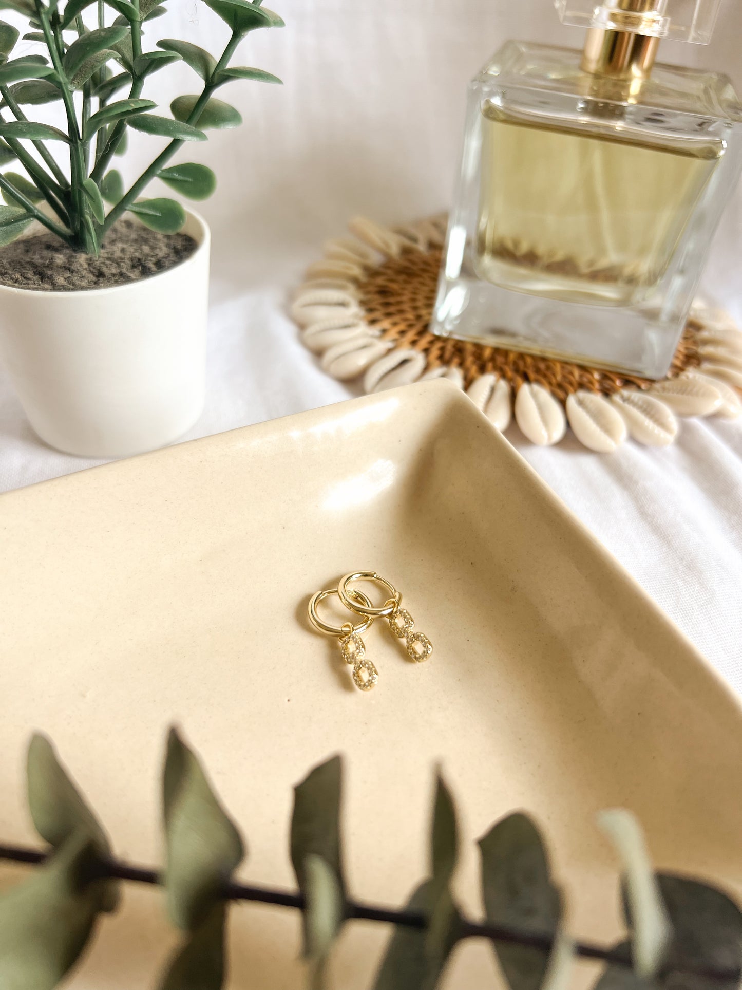 Link Chain 18K gold plated silver drop earrings