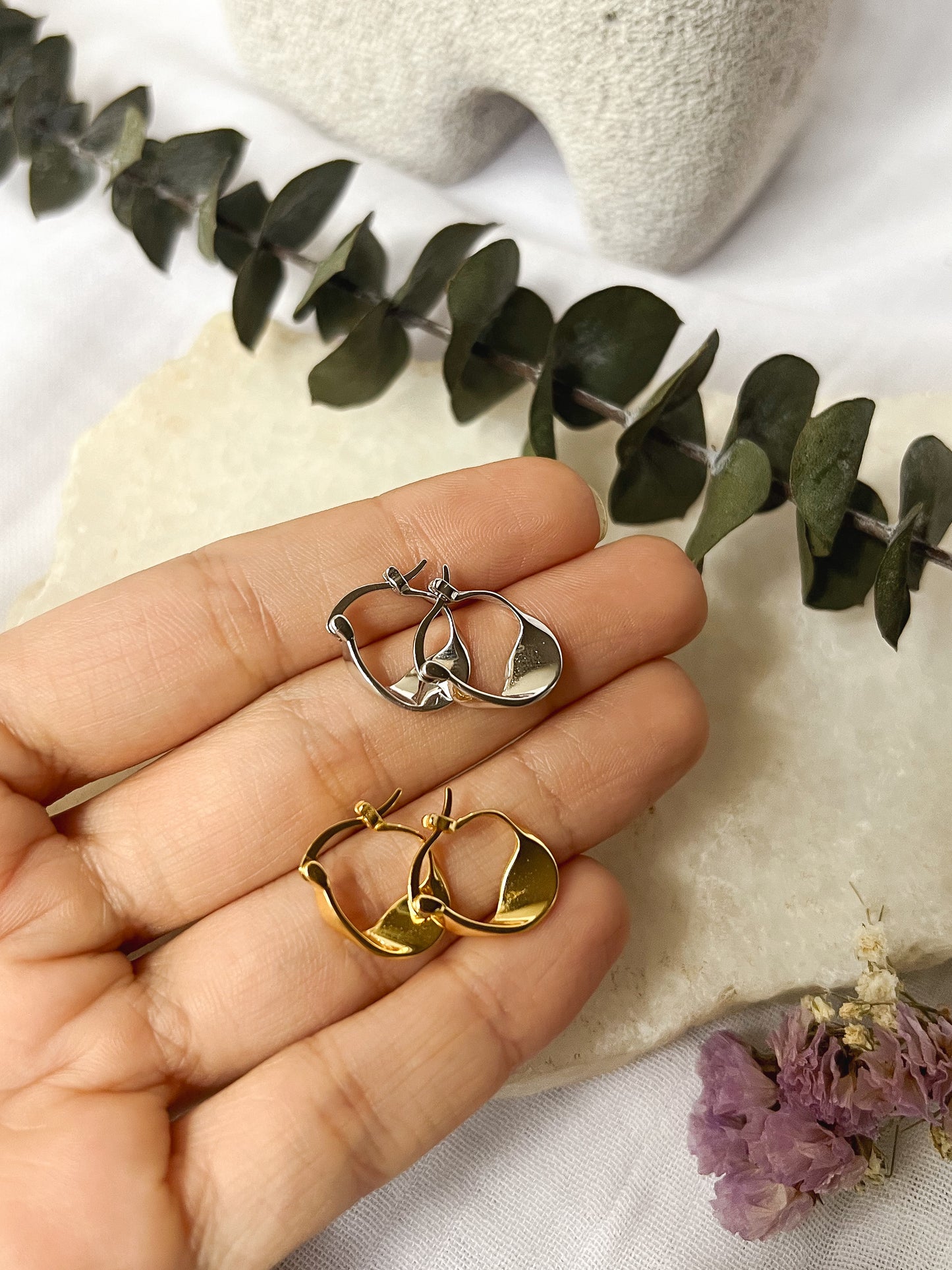 Ebb hoops in sterling silver