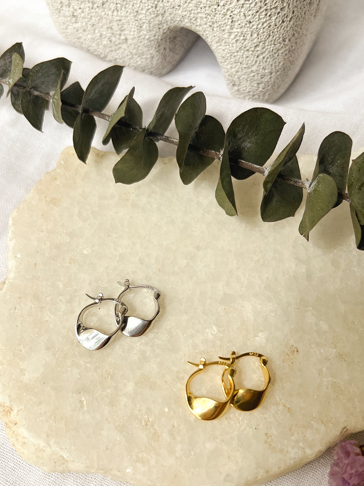 Ebb hoops in sterling silver