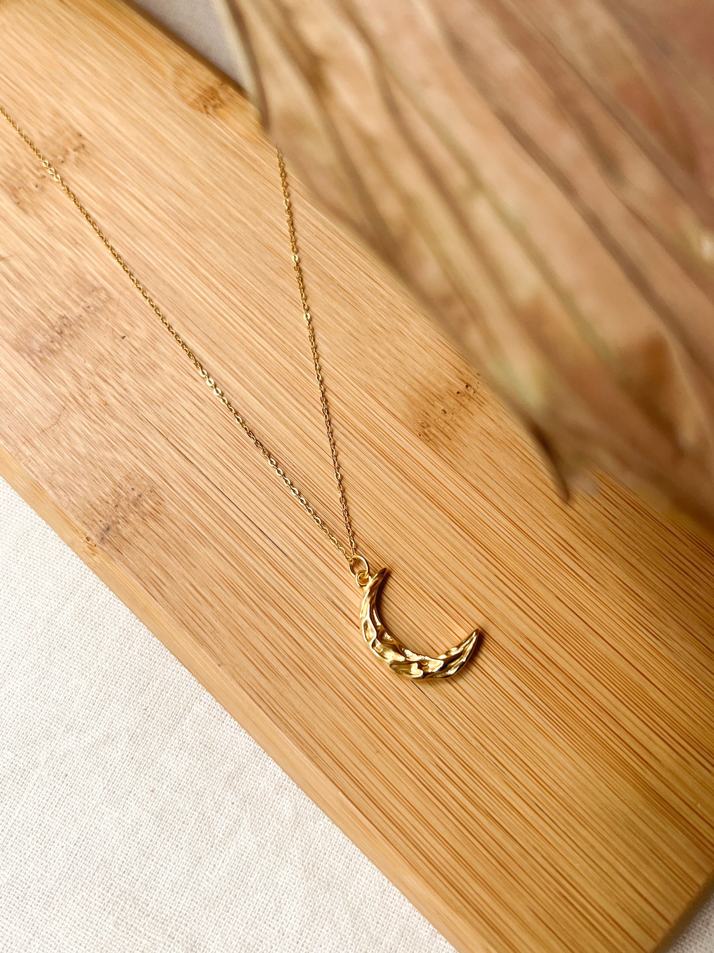 Lumina organic moon charm 18K gold plated silver neckchain