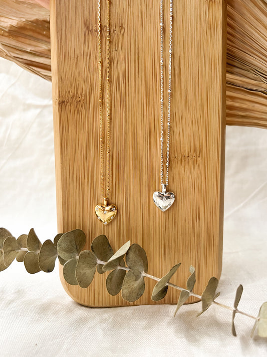 Soul encrusted heart charm neck chain in sterling silver