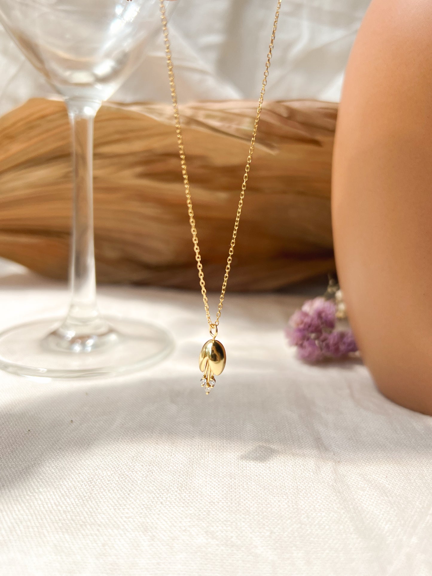 Tulip pendant 18K gold plated sterling silver neck chain