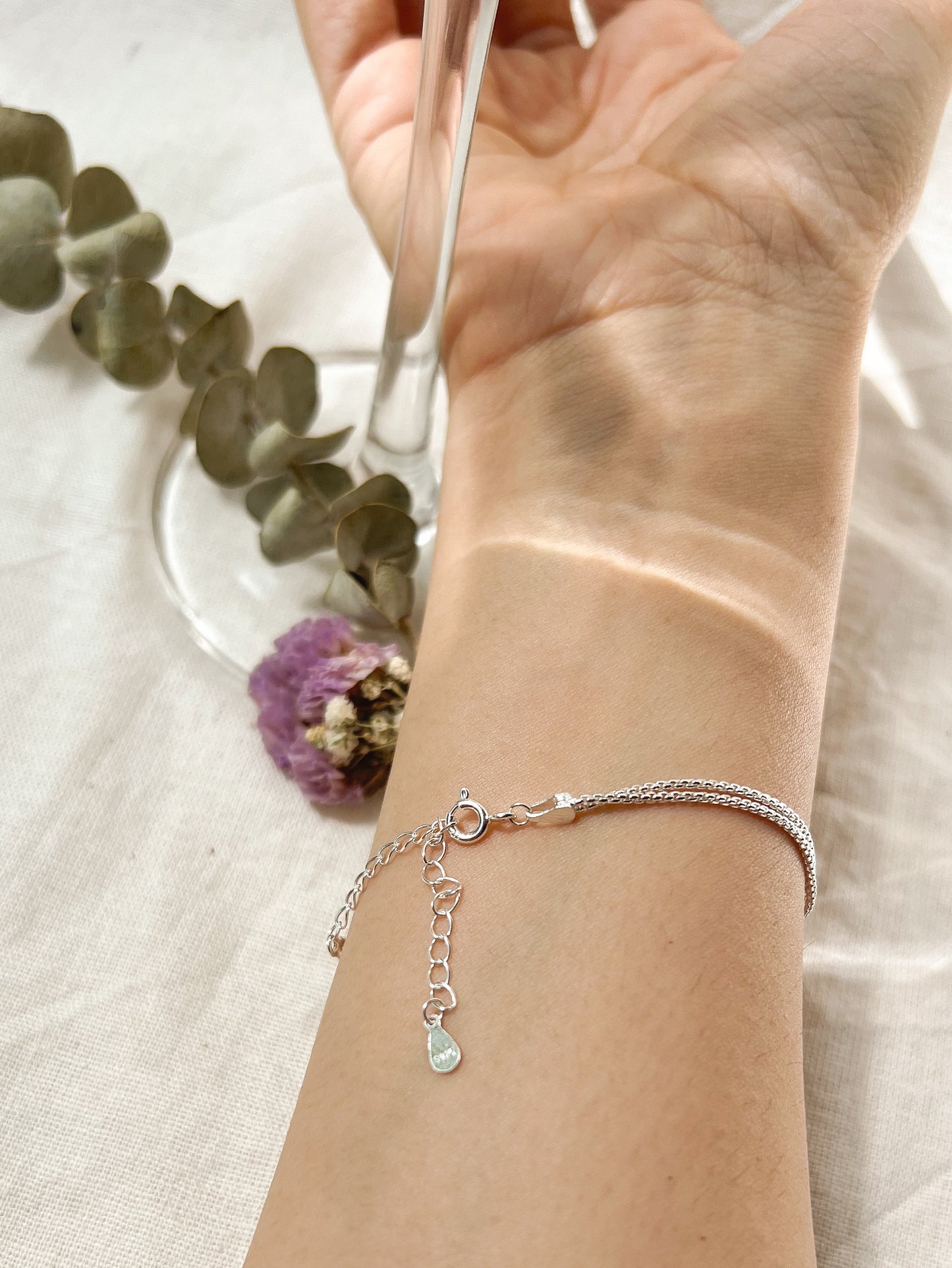 Half moon bracelet in sterling silver