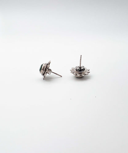 Dhara silver mini studs with emerald stone