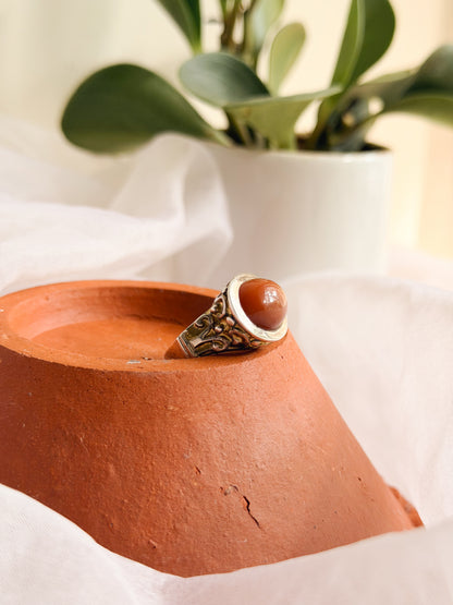 Zaina silver ring with carnelian stone (adjustable)