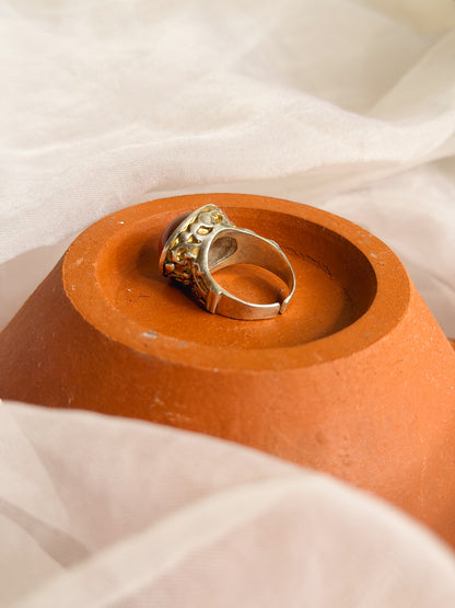 Zaina silver ring with carnelian stone (adjustable)