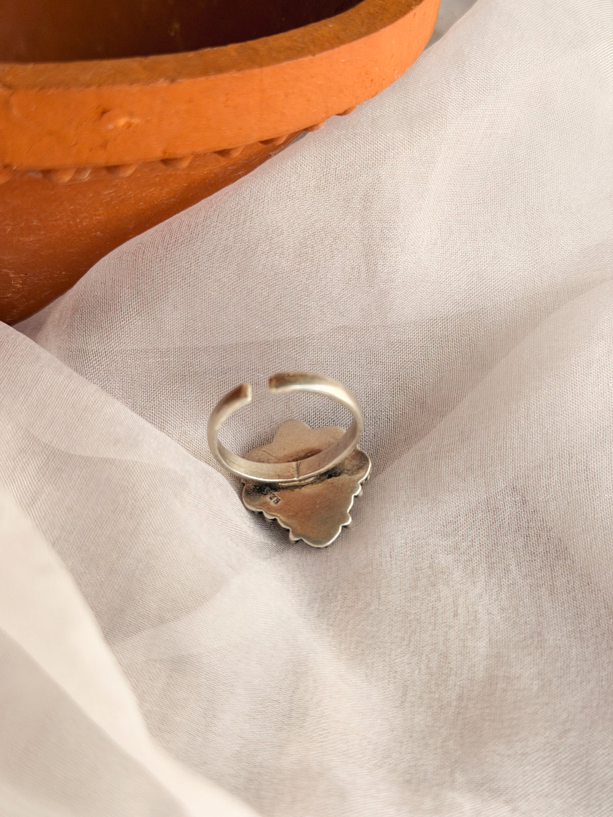 Amber oxidised silver ring with citrine stone (adjustable)