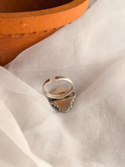 Amber oxidised silver ring with citrine stone (adjustable)