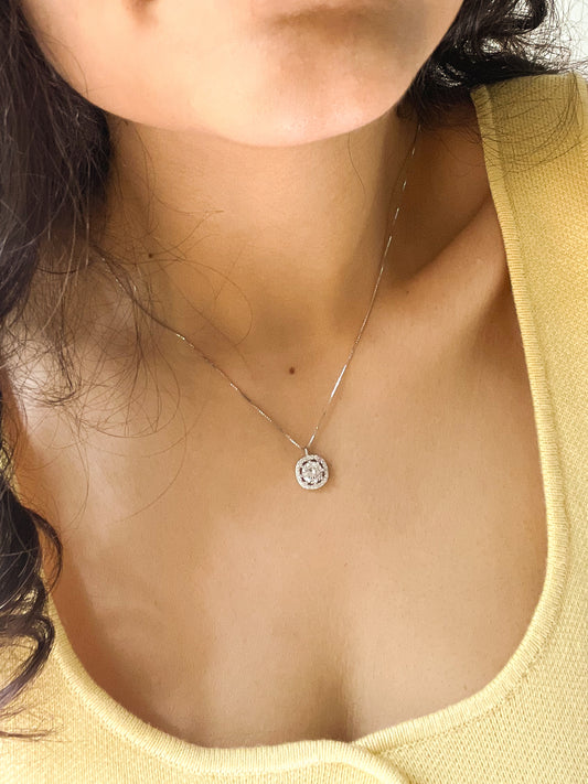 Blaze zirconia solitaire pendant necklace in sterling silver