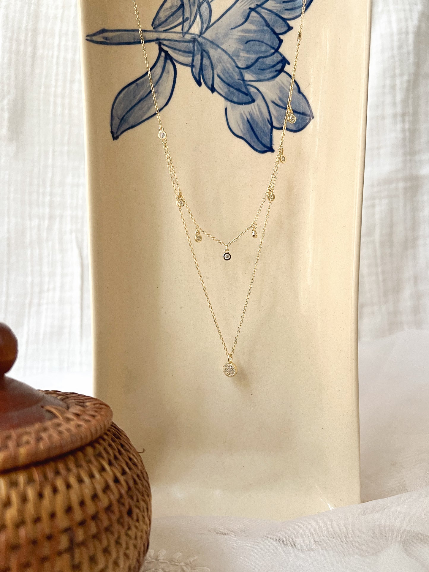 Twinkle double layer 18K gold plated silver neckchain