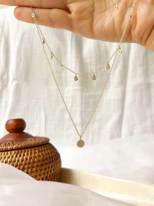 Twinkle double layer 18K gold plated silver neckchain