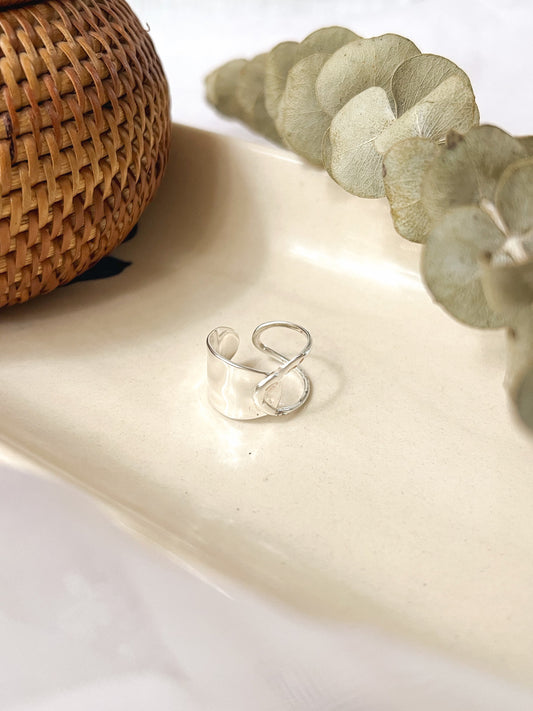 Yin Yang sterling silver adjustable ring