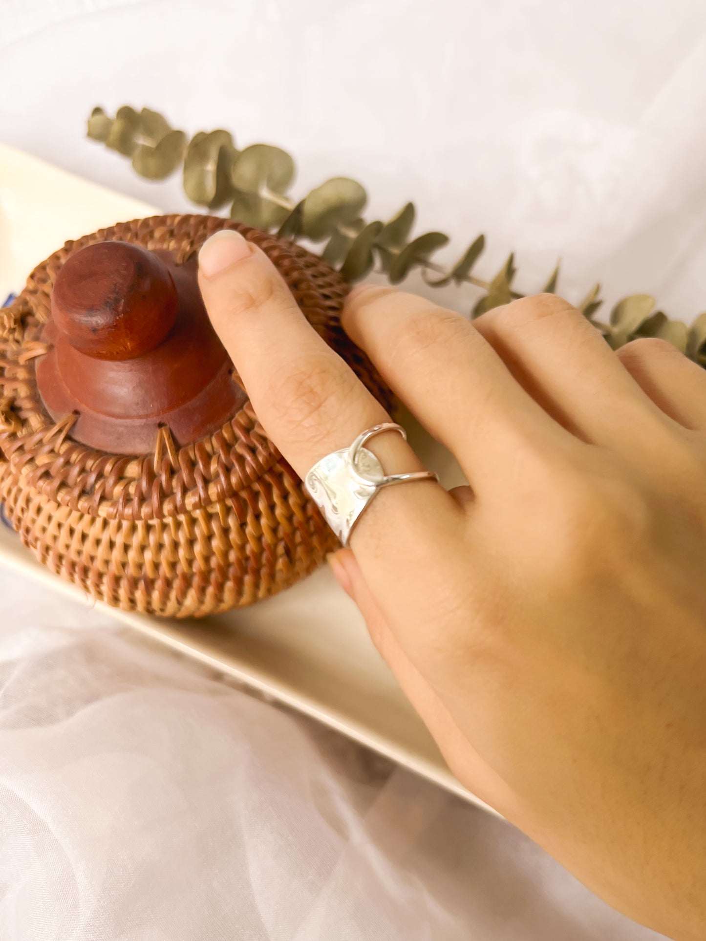 Yin Yang sterling silver adjustable ring